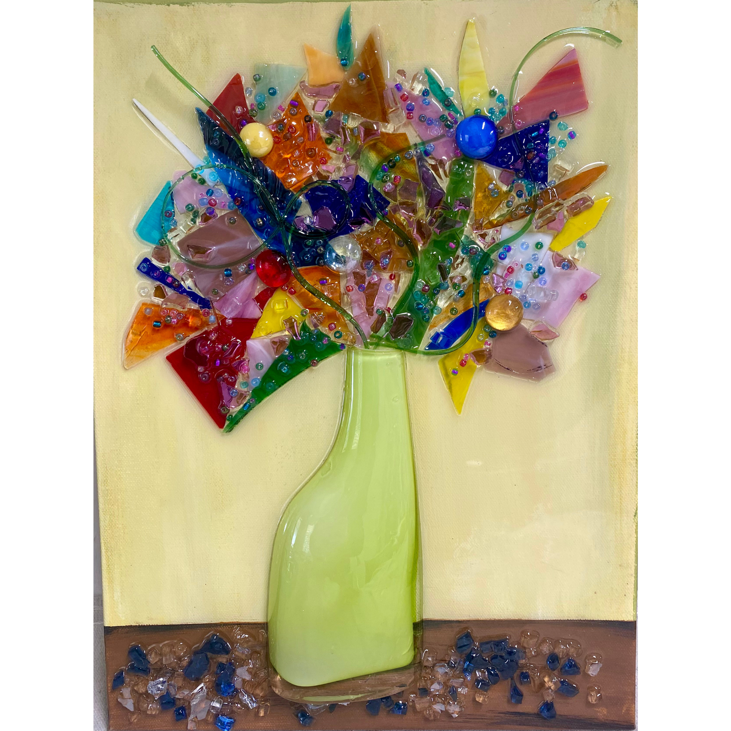 Funky Green Vase With Flowers